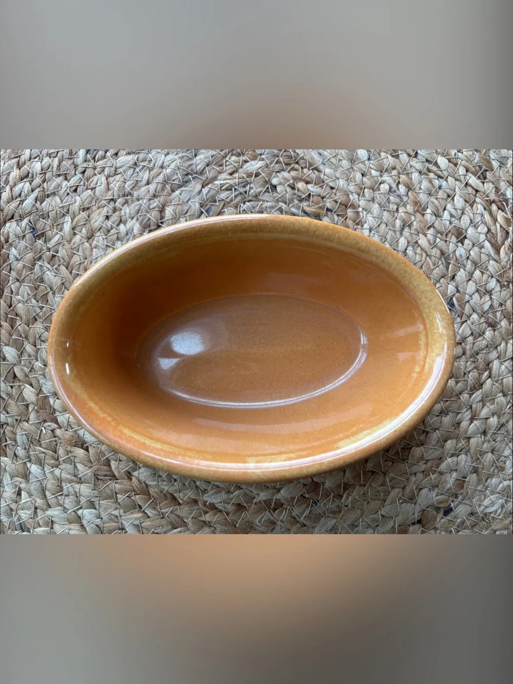 Vintage Homer Laughlin 6” Orange Embossed Ceramic Oval Baker Dish Pumpkin